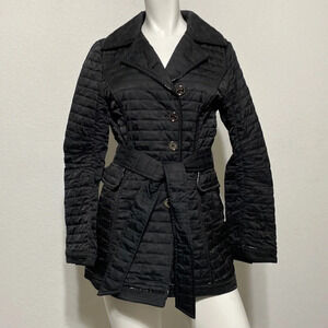 Laundry by Design Women's Black Double Breasted Quilted Belted Jacket Size XS